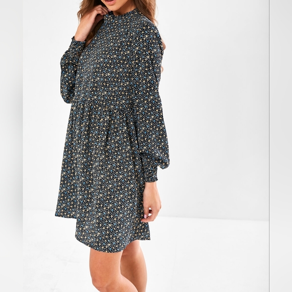 ONLY Jacqueline de Yong Piper Ditsy print floral smock dress long sleeve sz. 8 - Picture 12 of 12